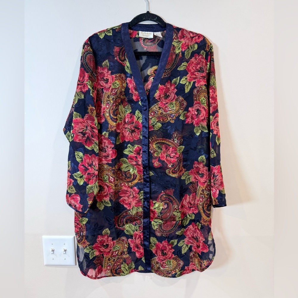 🔥Victoria Secret Translucent Floral  Kimono Cardigan Size M/L EUC🔥